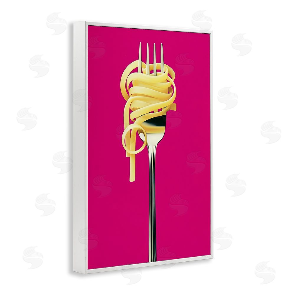 Annabelle Hall Pasta Twirl on Fork White Framed Giclee Wall Art Print