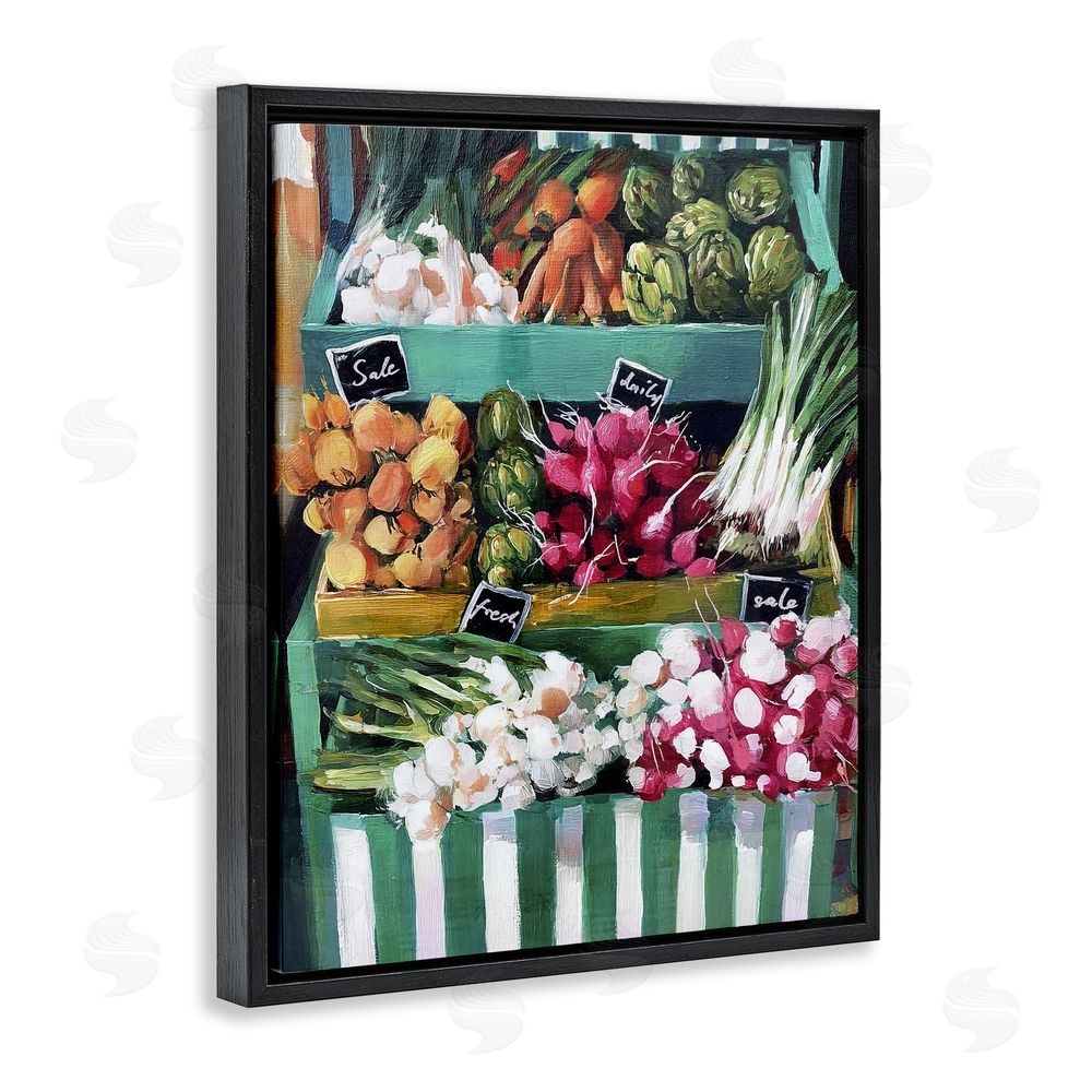 Annabelle Hall Fresh Daily Market Stand Black Floating Frame Canvas Wall Art Print