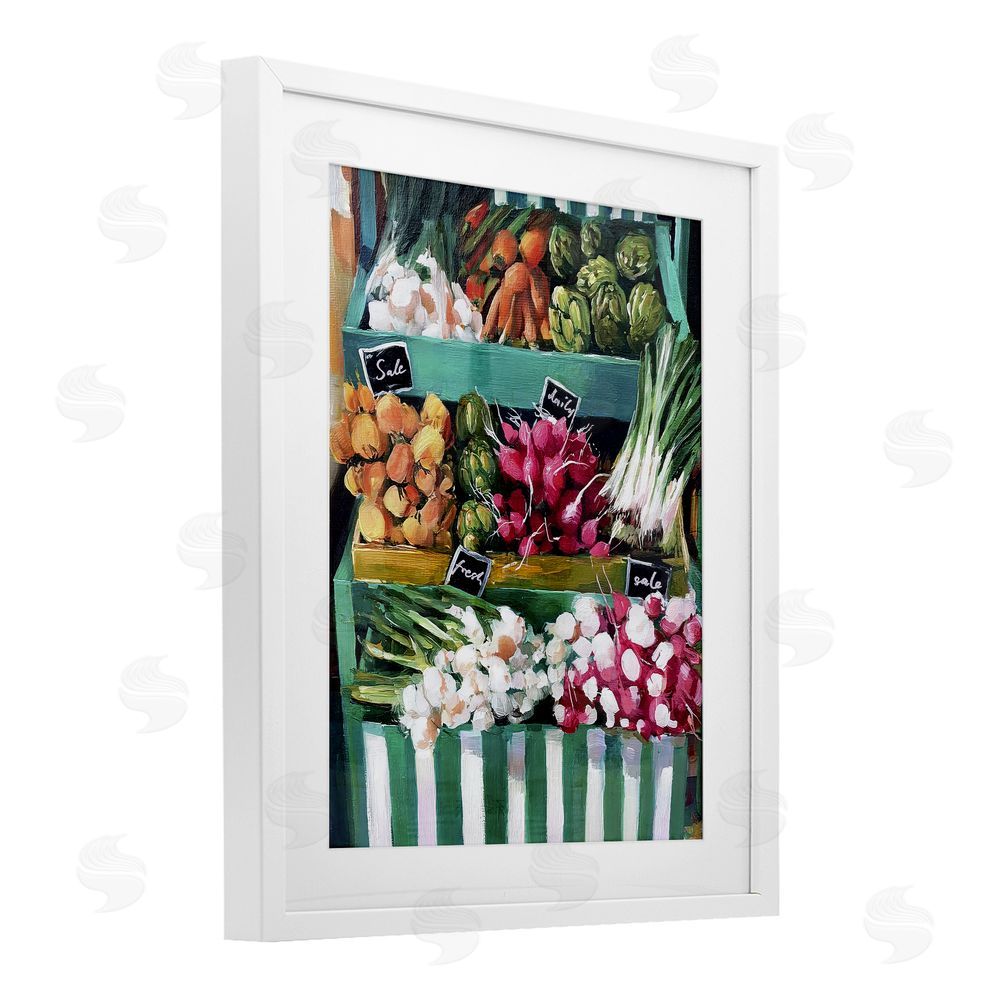 Annabelle Hall Fresh Daily Market Stand White Framed Print Under Glass Wall Art