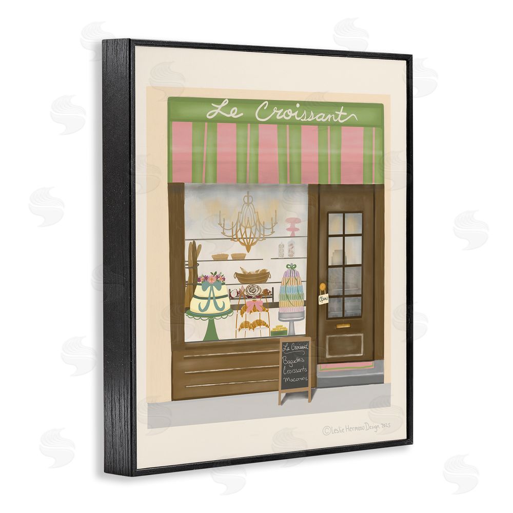 Leslie Hermosa Le Croissant French Patisserie Window Black Framed Giclee Wall Art Print