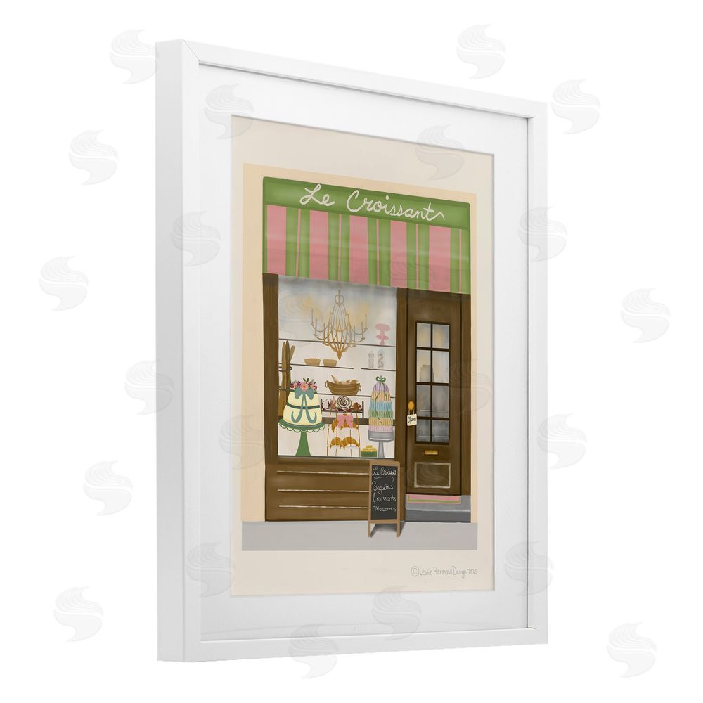 Leslie Hermosa Le Croissant French Patisserie Window White Framed Print Under Glass Wall Art