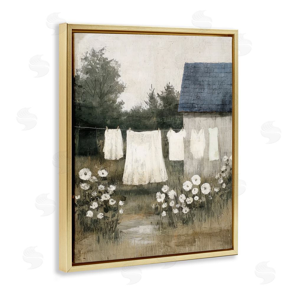 Annabelle Hall Wind Dried Linen Gold Floating Frame Canvas Wall Art Print