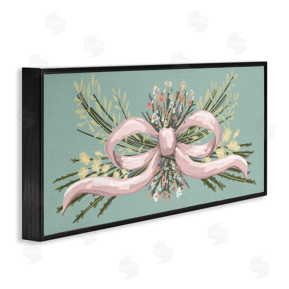 Connie Summers Pink Bow Wildflower Arrangement Black Framed Giclee Wall Art Print