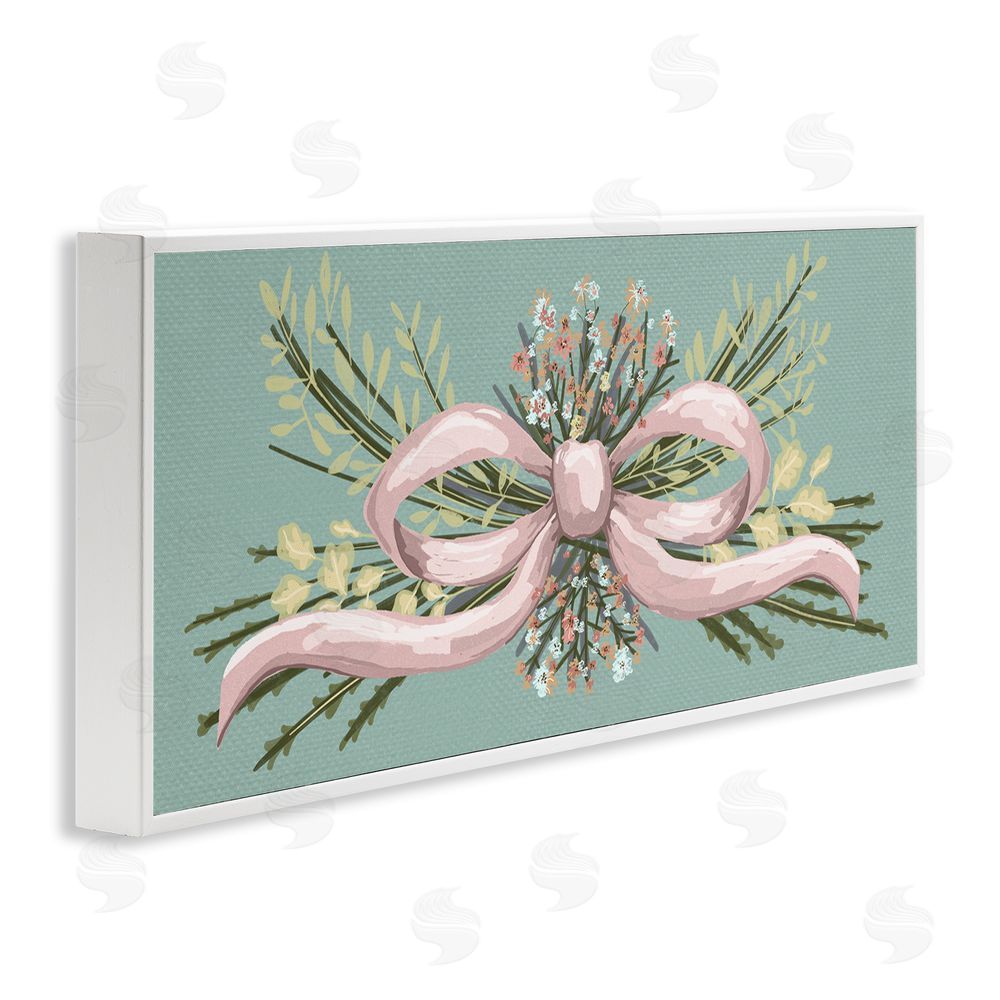 Connie Summers Pink Bow Wildflower Arrangement White Framed Giclee Wall Art Print