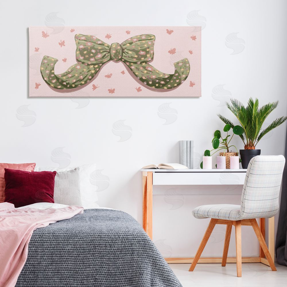 Connie Summers Spring Bow with Butterflies Stretched Canvas Wall Art in Room