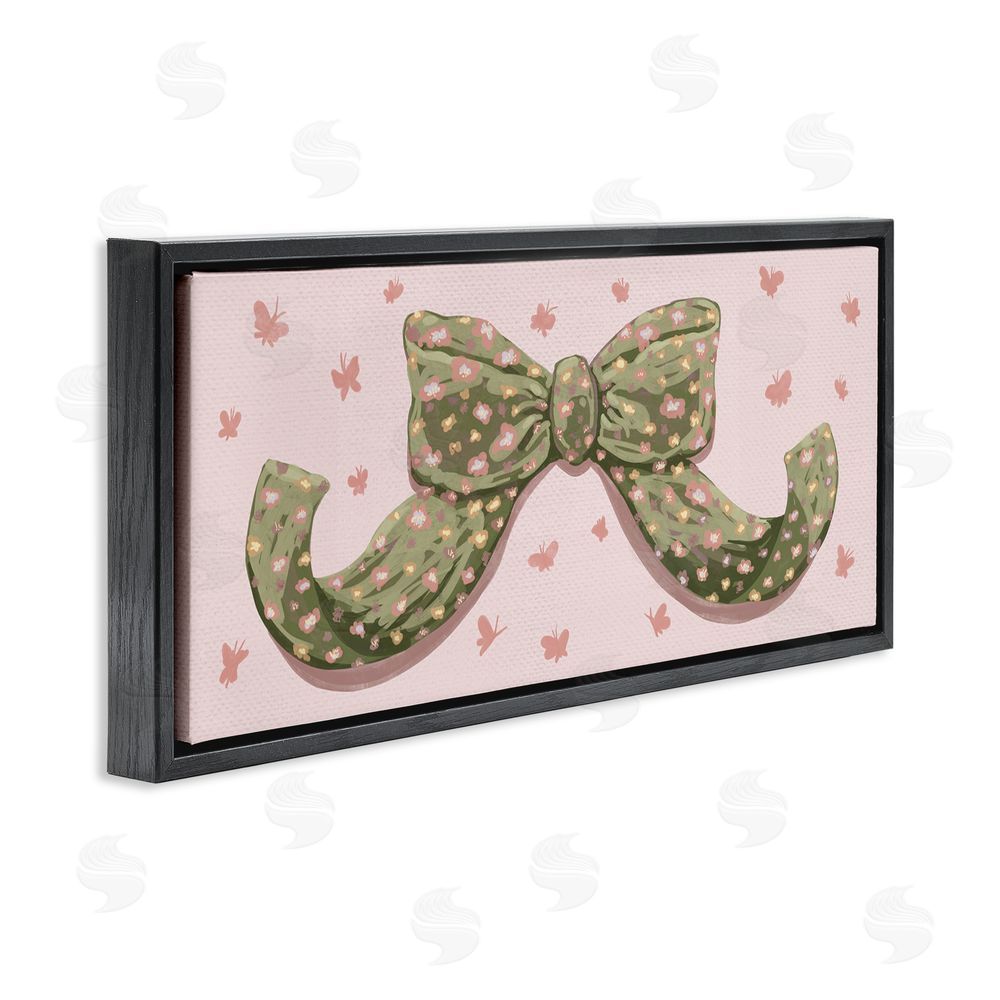 Connie Summers Spring Bow with Butterflies Black Floating Frame Canvas Wall Art Print