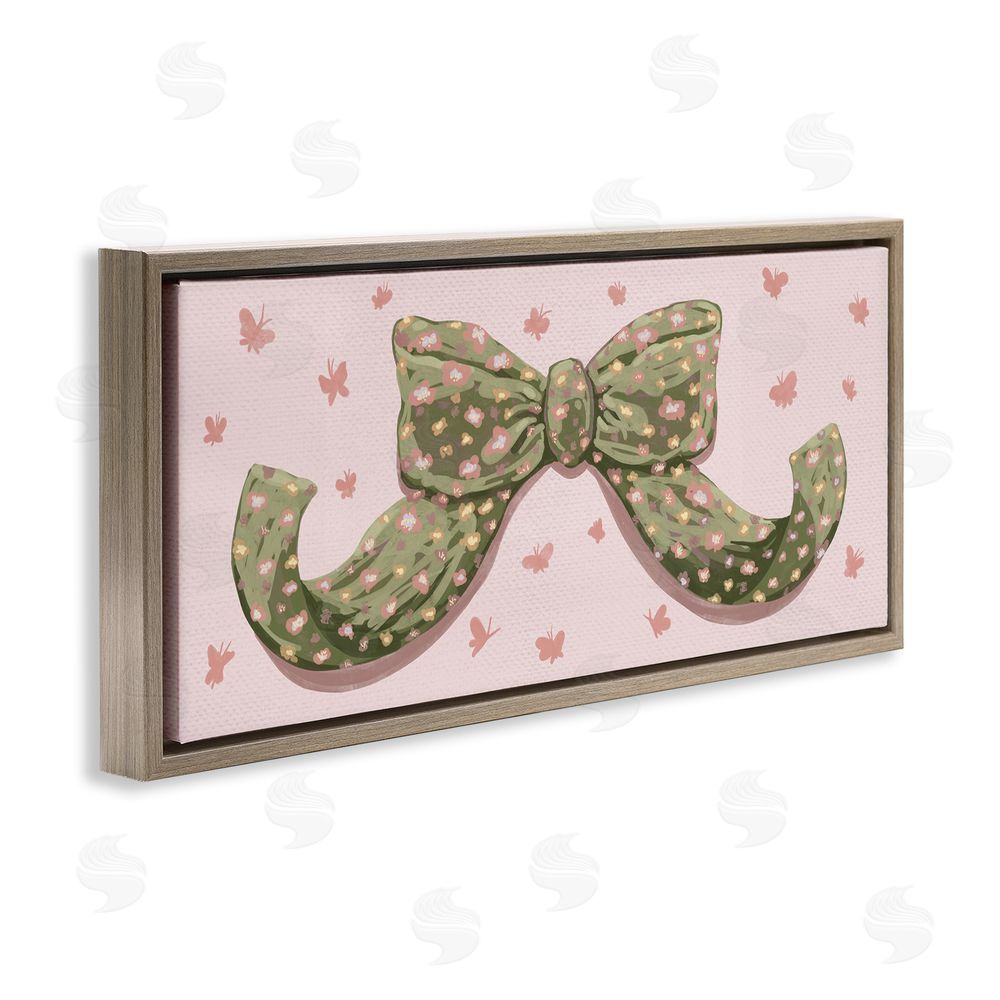 Connie Summers Spring Bow with Butterflies Brown Floating Frame Canvas Wall Art Print