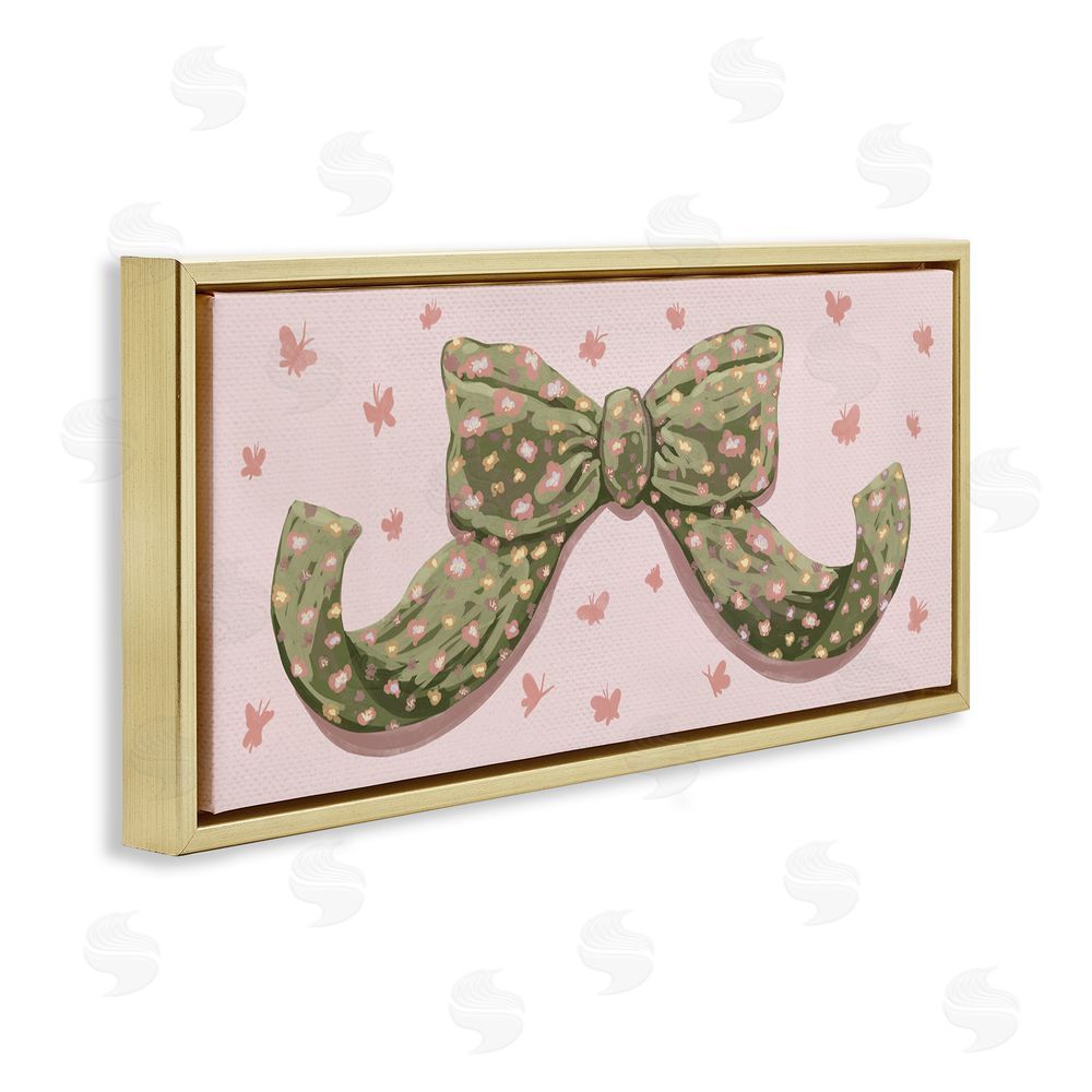 Connie Summers Spring Bow with Butterflies Gold Floating Frame Canvas Wall Art Print