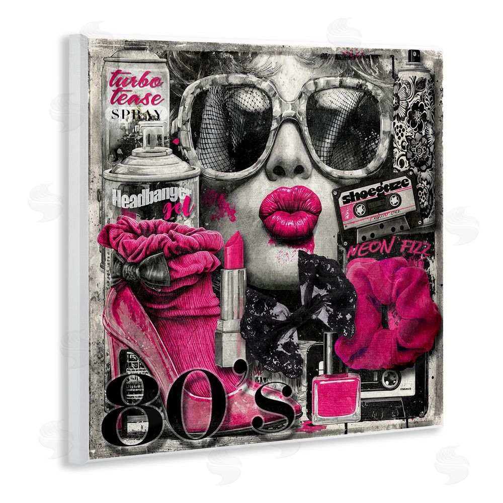 Annabelle Hall Neon Lips & 80's Glamour Wooden Wall Plaque Art Print
