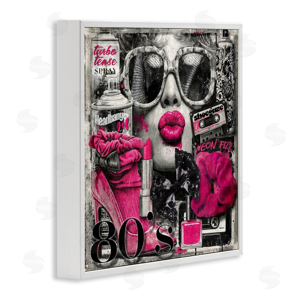 Annabelle Hall Neon Lips & 80's Glamour White Framed Giclee Wall Art Print