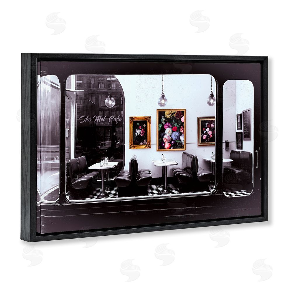 Annabelle Hall Retro Met Cafe Nostalgia Black Floating Frame Canvas Wall Art Print