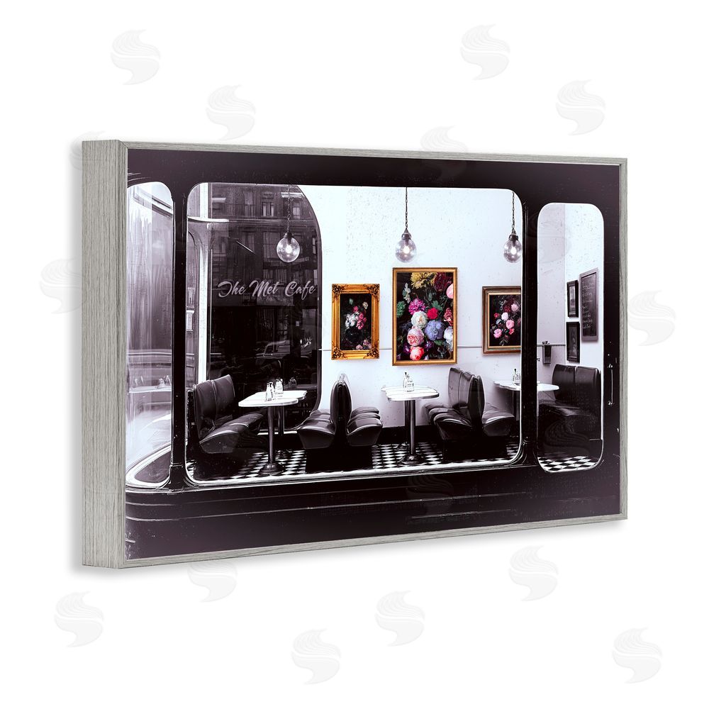 Annabelle Hall Retro Met Cafe Nostalgia Gray Framed Giclee Wall Art Print