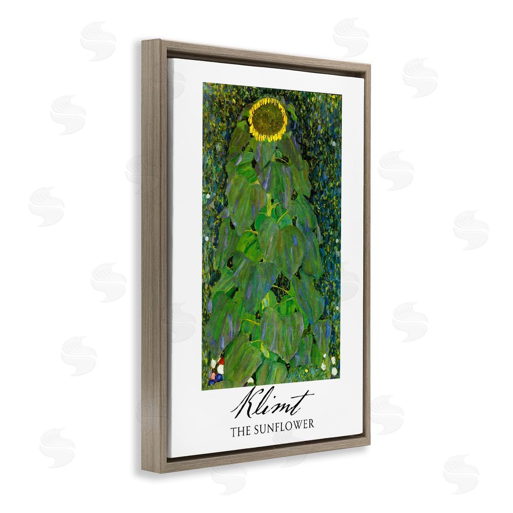 Vintage Hustle Klimt The Sunflower Classic Brown Floating Frame Canvas Wall Art Print