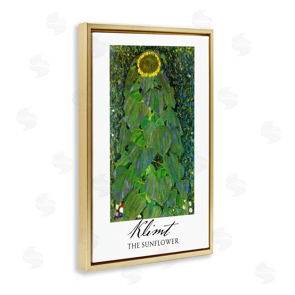 Vintage Hustle Klimt The Sunflower Classic Gold Floating Frame Canvas Wall Art Print