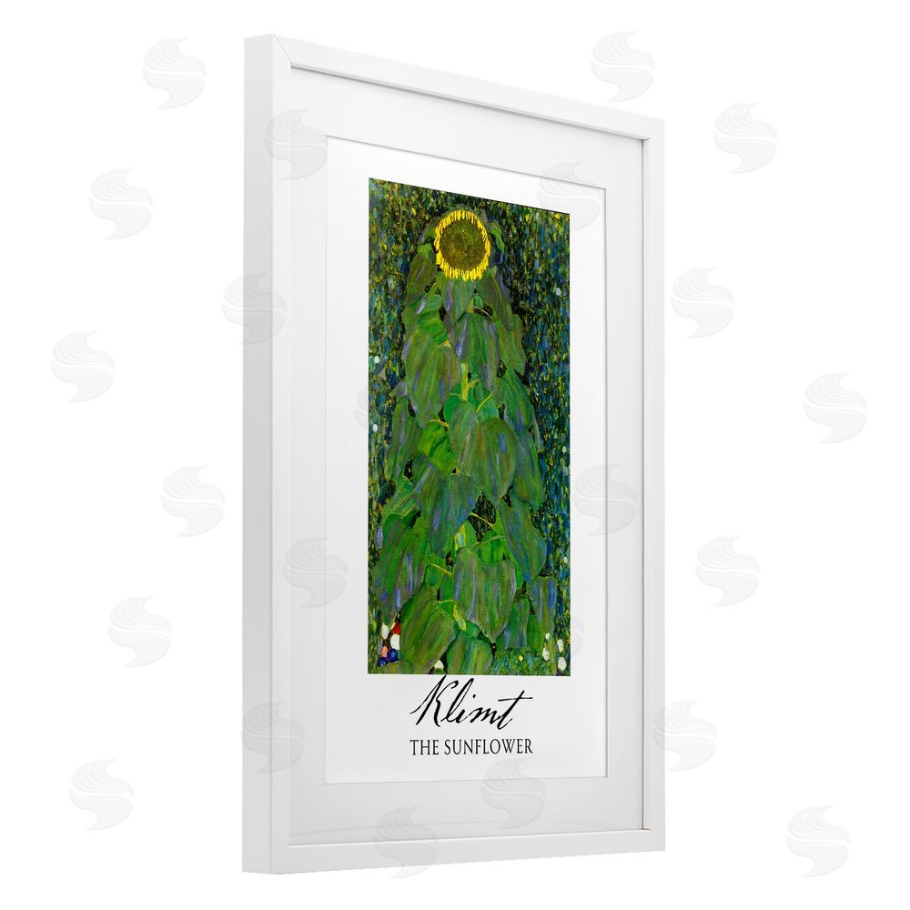 Vintage Hustle Klimt The Sunflower Classic White Framed Print Under Glass Wall Art