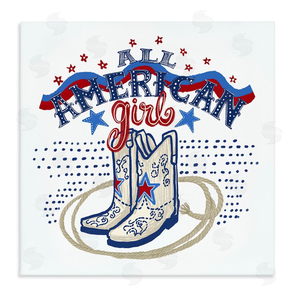 Connie Summers All American Girl with Boots Stretched Canvas Wall Art Print