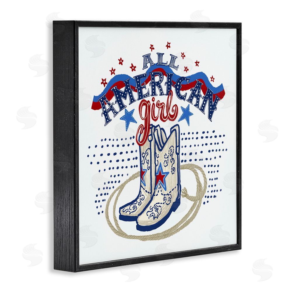 Connie Summers All American Girl with Boots Black Framed Giclee Wall Art Print