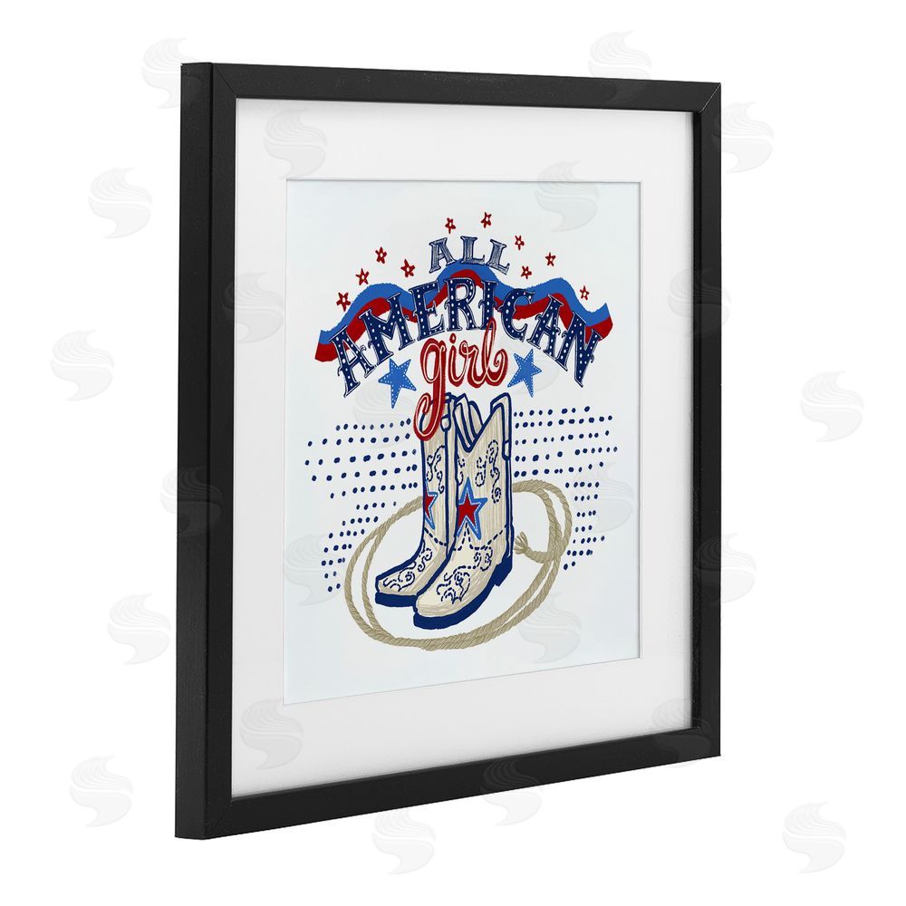Connie Summers All American Girl with Boots Black Framed Print Under Glass Wall Art