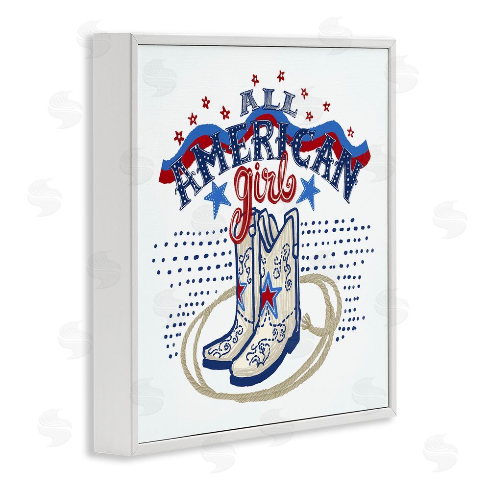 Connie Summers All American Girl with Boots White Framed Giclee Wall Art Print