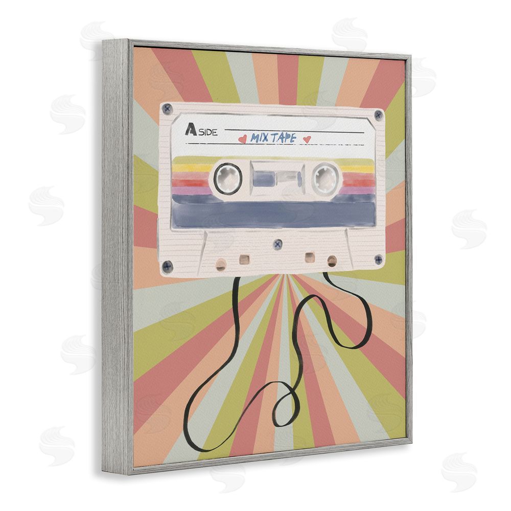 Radhika Modi Retro Mix Tape Cassette Gray Framed Giclee Wall Art Print