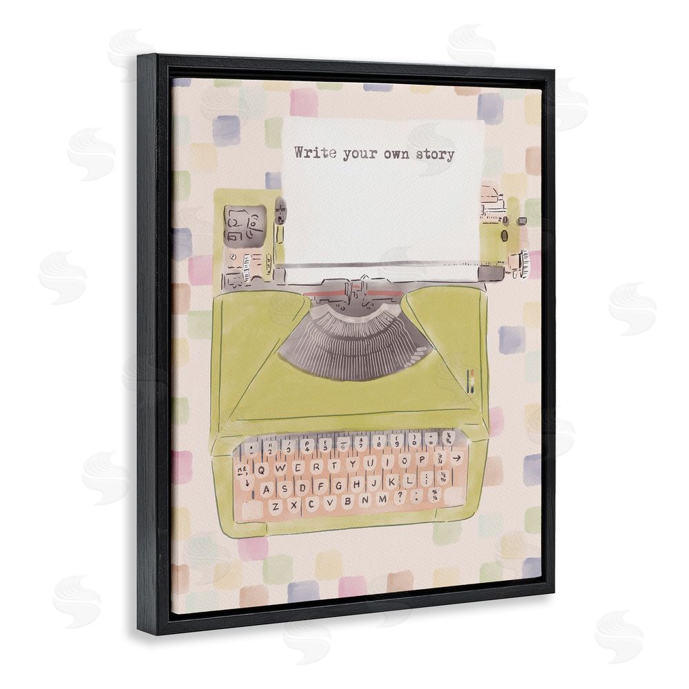 Radhika Modi Write Your Own Story Typewriter Black Floating Frame Canvas Wall Art Print