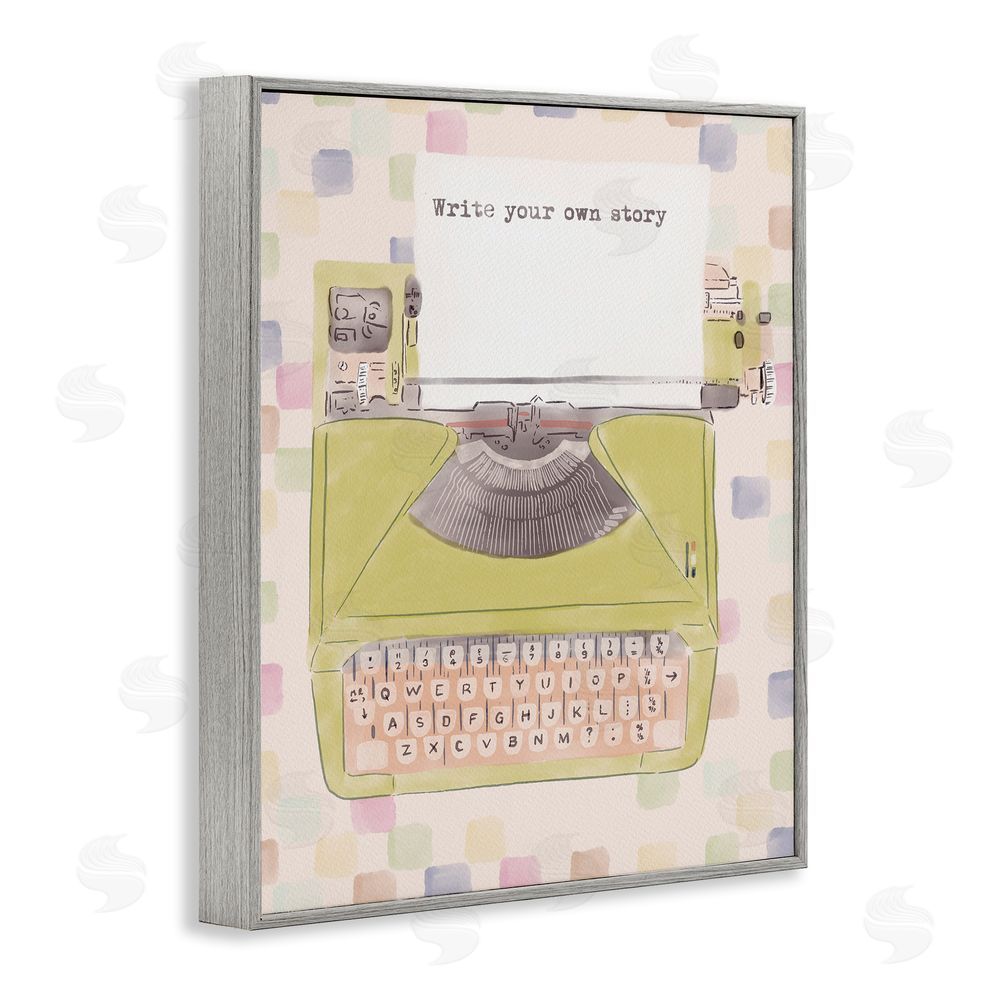 Radhika Modi Write Your Own Story Typewriter Gray Framed Giclee Wall Art Print