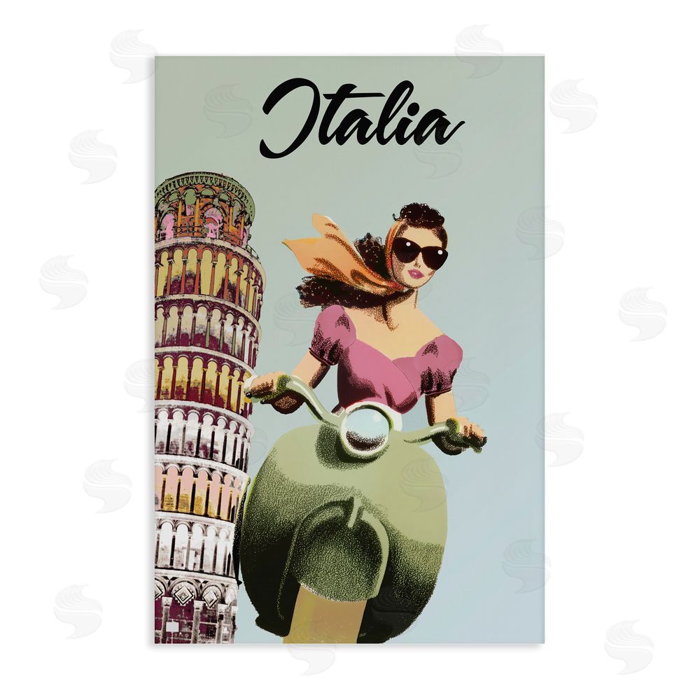 Annabelle Hall Retro Italia Scooter Stretched Canvas Wall Art Print