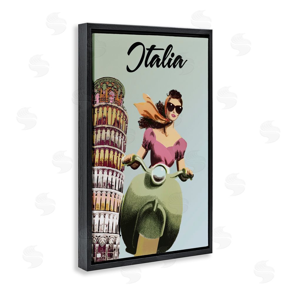 Annabelle Hall Retro Italia Scooter Black Floating Frame Canvas Wall Art Print