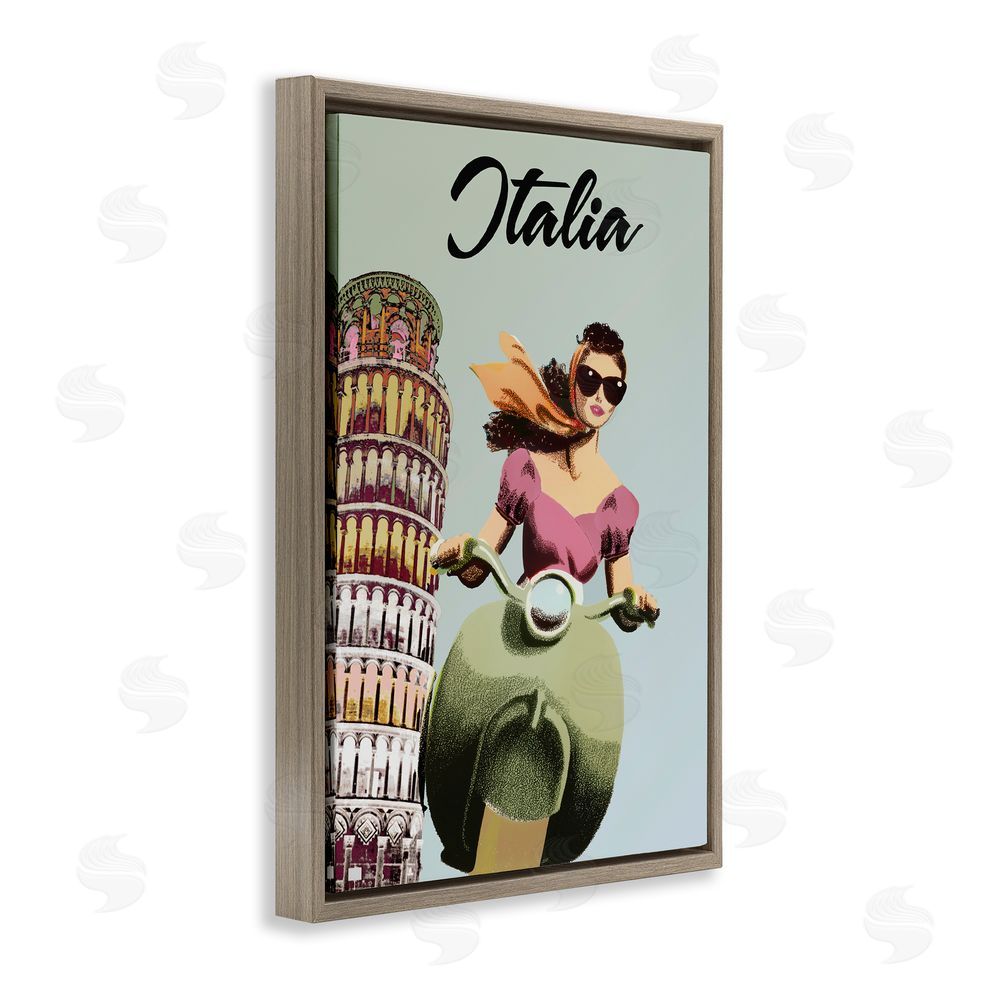 Annabelle Hall Retro Italia Scooter Brown Floating Frame Canvas Wall Art Print