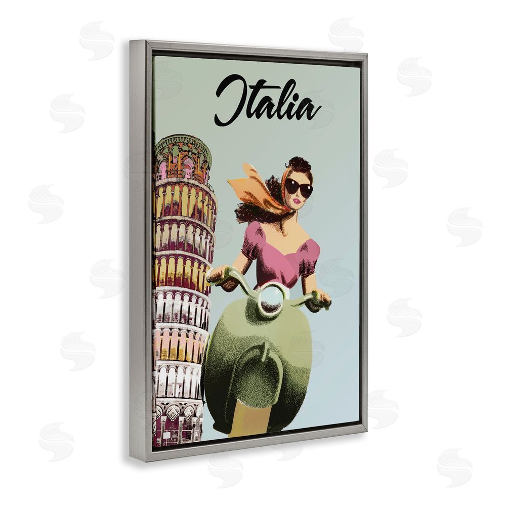 Annabelle Hall Retro Italia Scooter Gray Floating Frame Canvas Wall Art Print