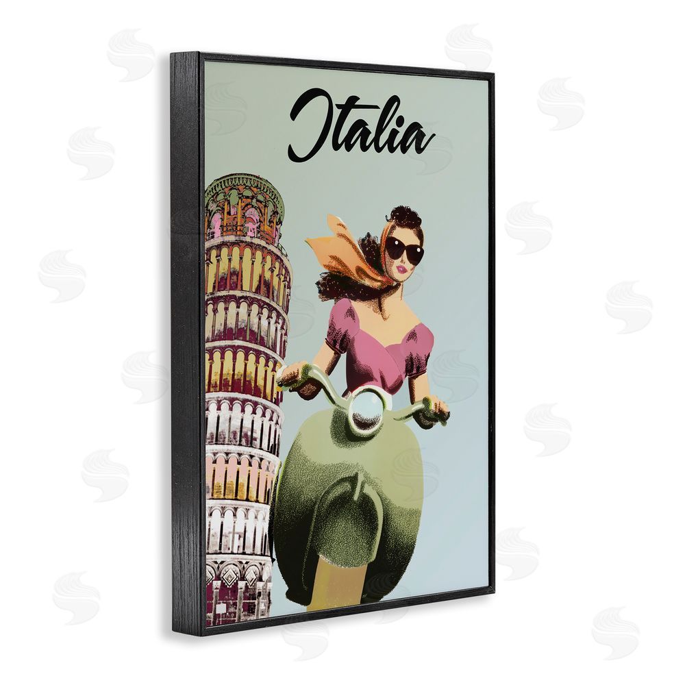 Annabelle Hall Retro Italia Scooter Black Framed Giclee Wall Art Print