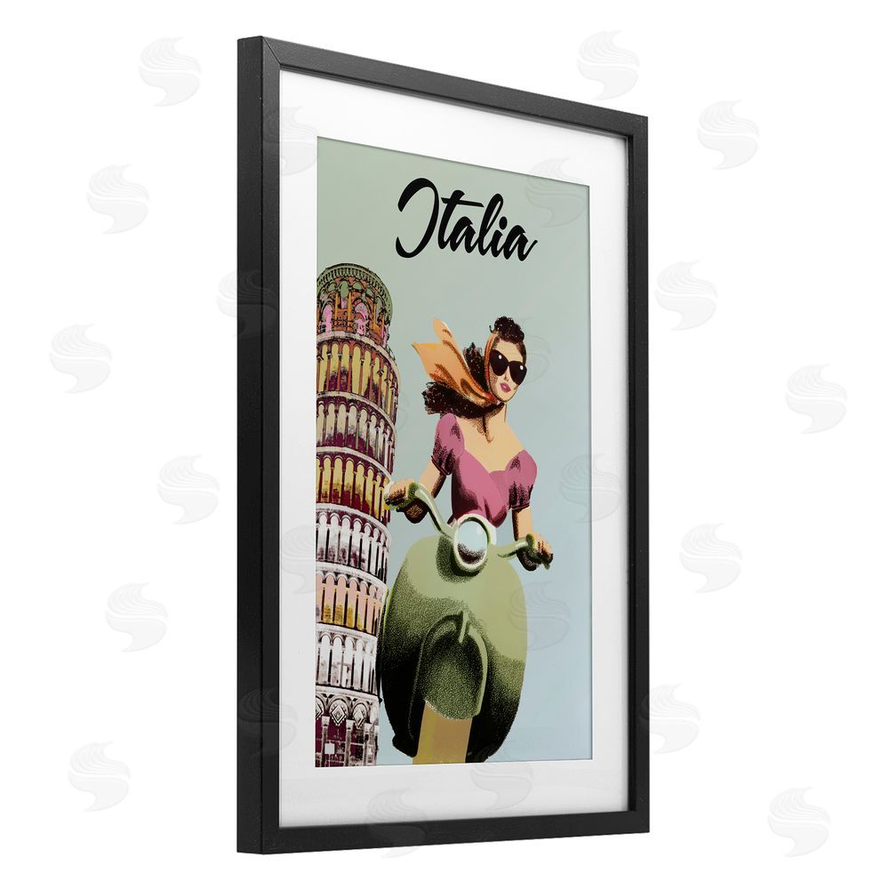 Annabelle Hall Retro Italia Scooter Black Framed Print Under Glass Wall Art