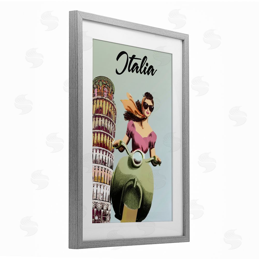 Annabelle Hall Retro Italia Scooter Gray Framed Print Under Glass Wall Art