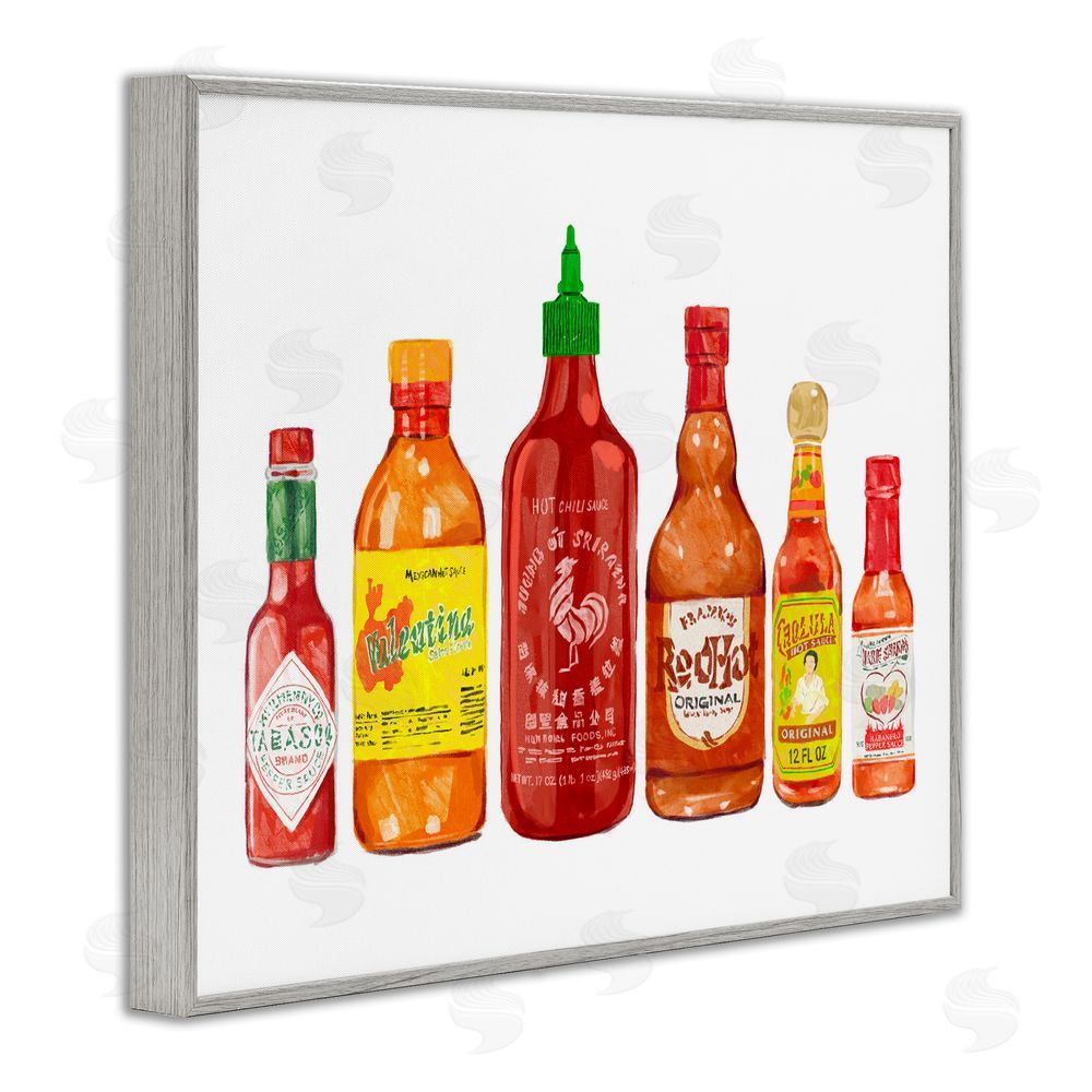 Ziwei Li Hot Sauce Bottle Collection Gray Framed Giclee Wall Art Print
