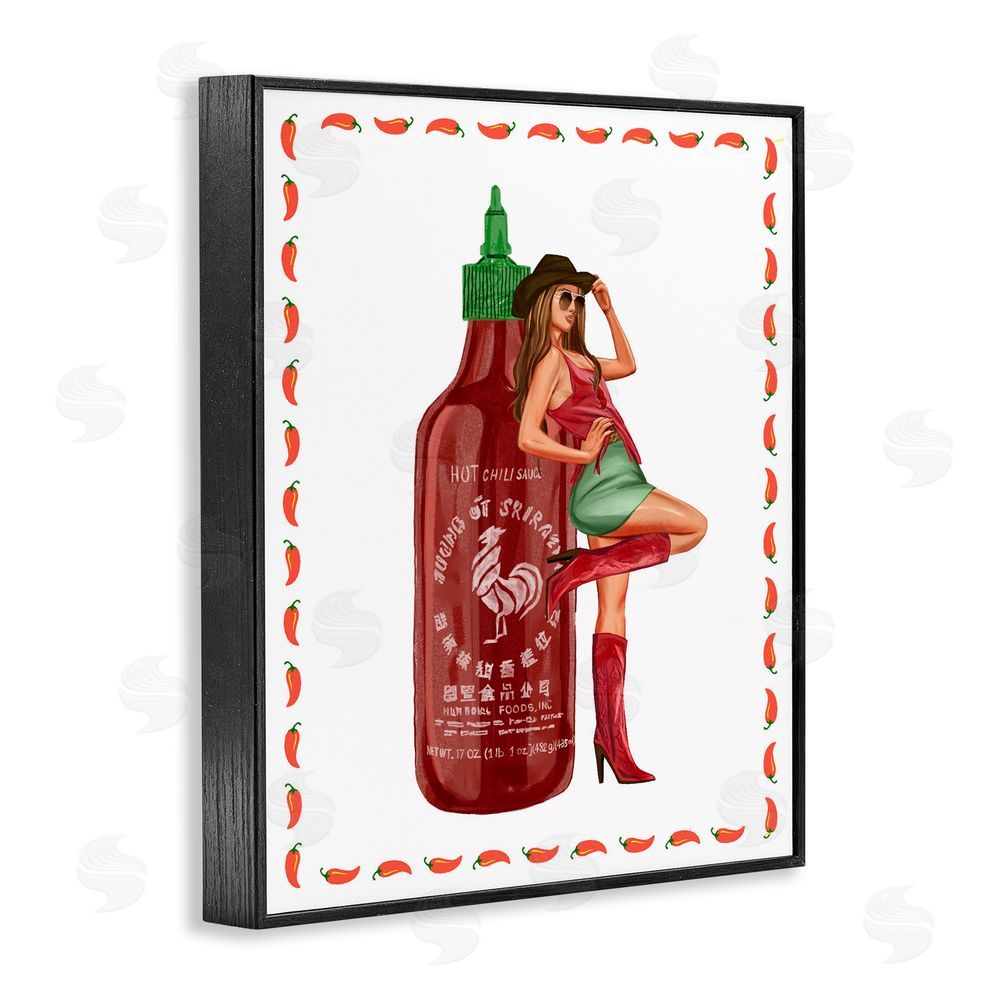 Ziwei Li Chili Hot Sauce & Cowgirl Black Framed Giclee Wall Art Print