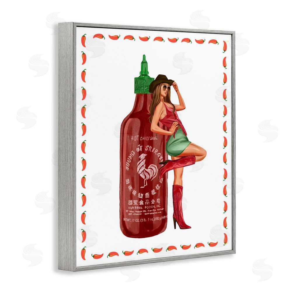 Ziwei Li Chili Hot Sauce & Cowgirl Gray Framed Giclee Wall Art Print