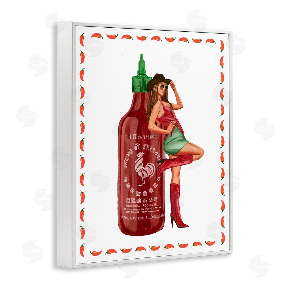 Ziwei Li Chili Hot Sauce & Cowgirl White Framed Giclee Wall Art Print