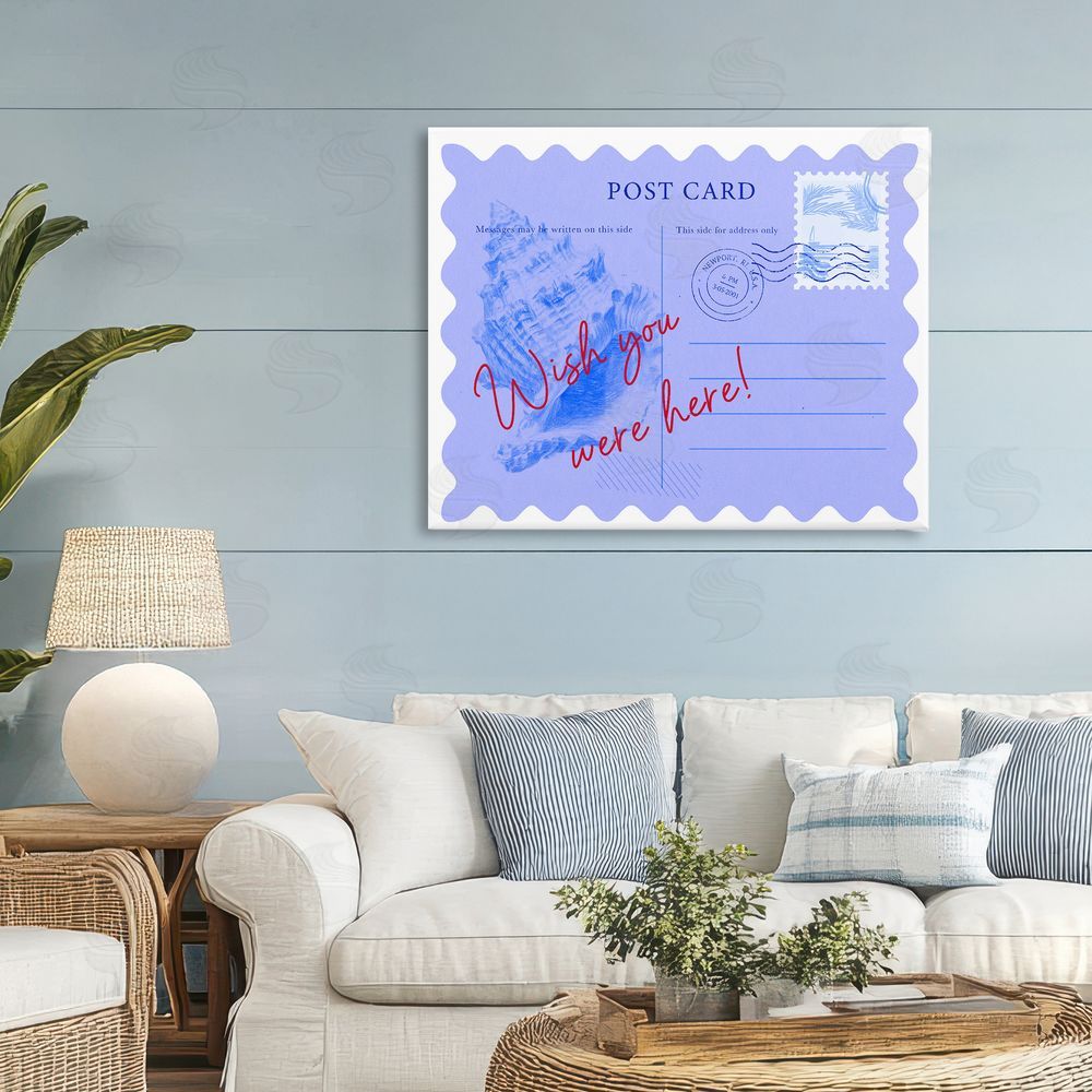 Ziwei Li Wish You Were Here Postcard Stretched Canvas Wall Art in Room