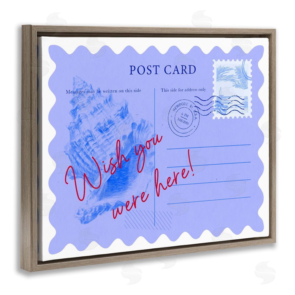 Ziwei Li Wish You Were Here Postcard Brown Floating Frame Canvas Wall Art Print