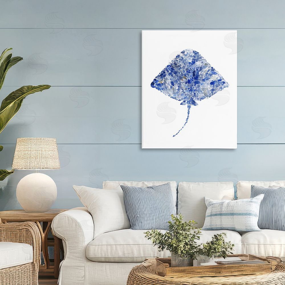 Ziwei Li Blue Watercolor Dappled Stingray