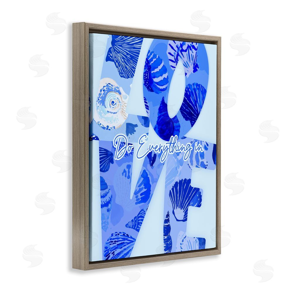 Ziwei Li Coastal Do Everything In Love Brown Floating Frame Canvas Wall Art Print