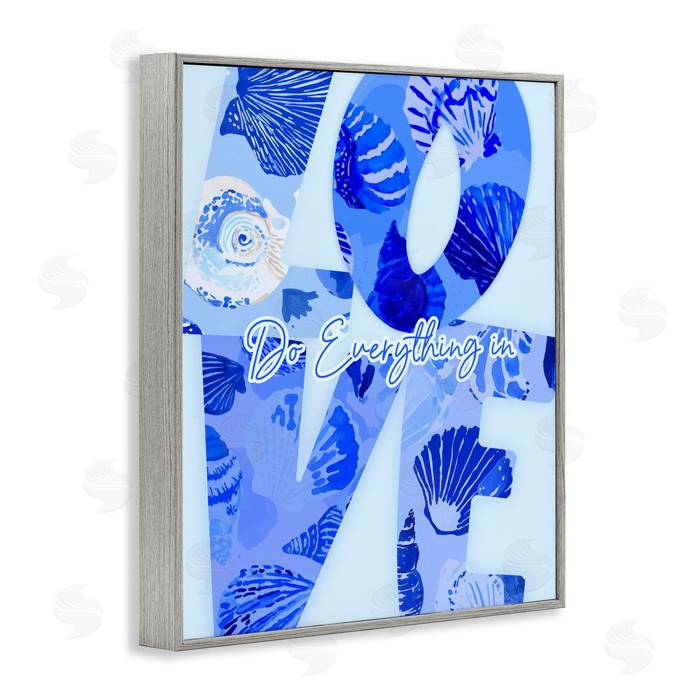 Ziwei Li Coastal Do Everything In Love Gray Framed Giclee Wall Art Print