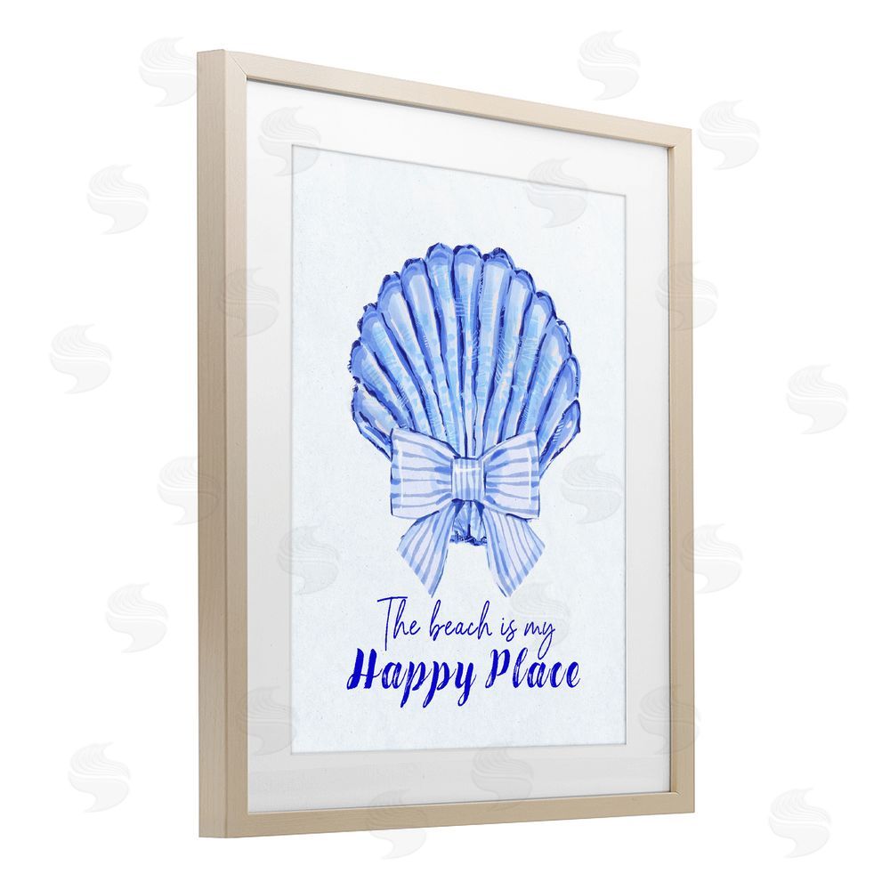 Ziwei Li Beach Is My Happy Place Seashell Brown Framed Print Under Glass Wall Art