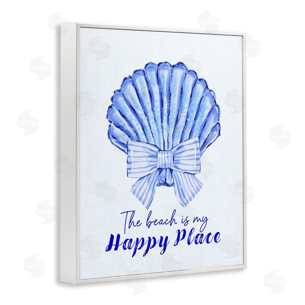 Ziwei Li Beach Is My Happy Place Seashell White Framed Giclee Wall Art Print