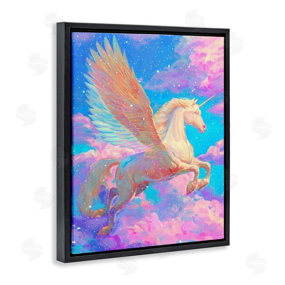 Ziwei Li Majestic Winged Pegasus Black Floating Frame Canvas Wall Art Print