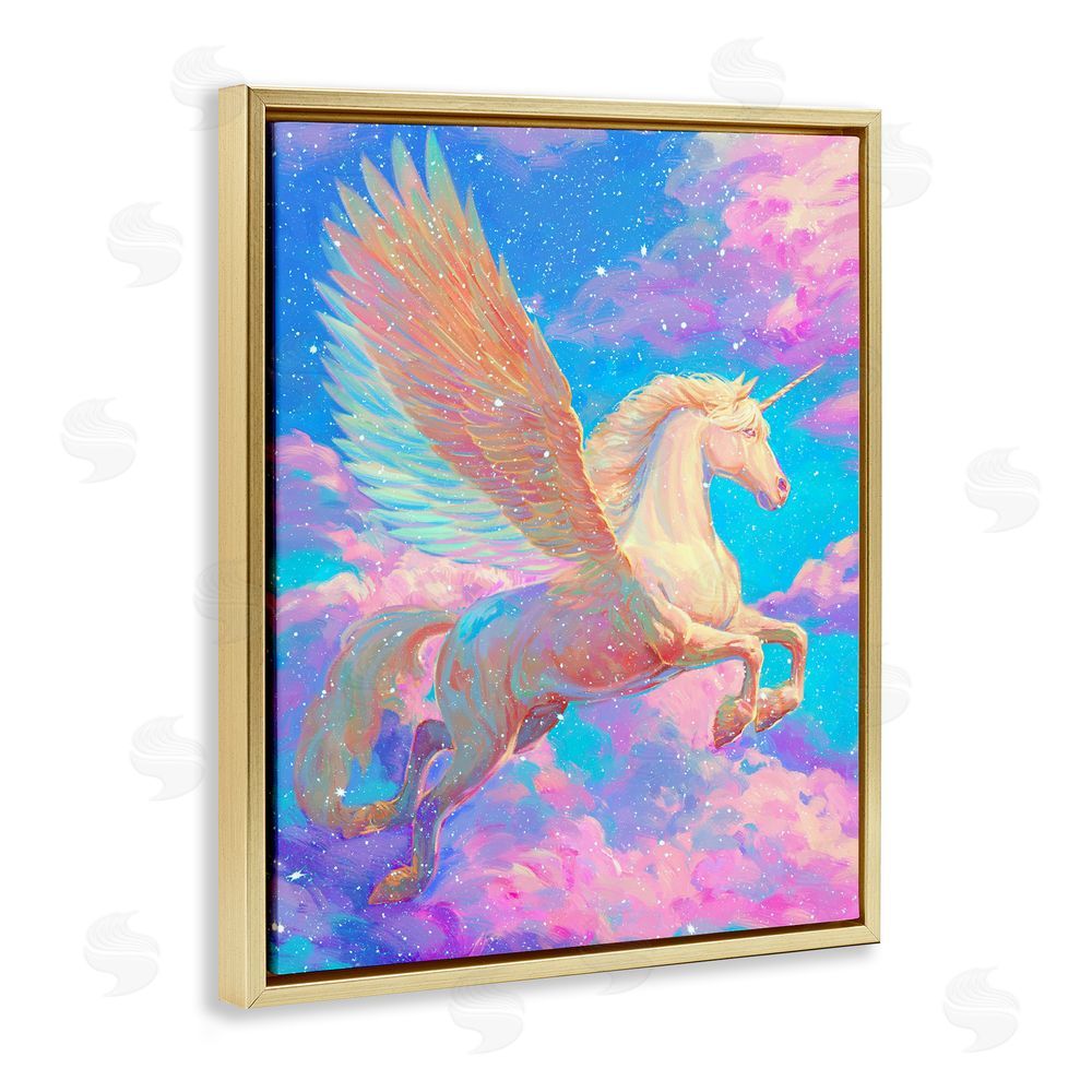 Ziwei Li Majestic Winged Pegasus Gold Floating Frame Canvas Wall Art Print