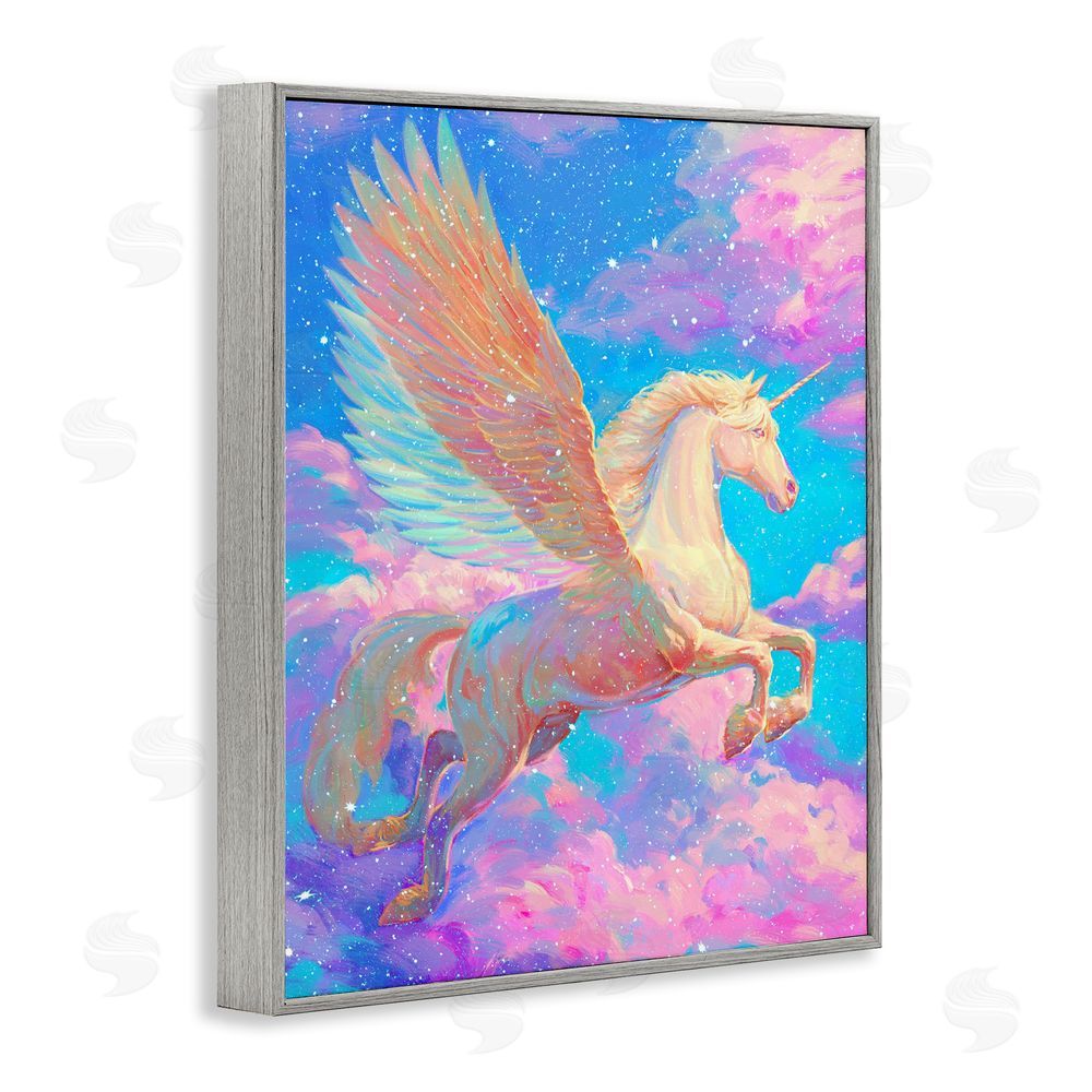 Ziwei Li Majestic Winged Pegasus Gray Framed Giclee Wall Art Print