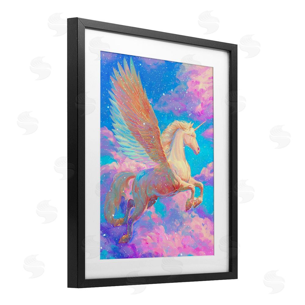 Ziwei Li Majestic Winged Pegasus Black Framed Print Under Glass Wall Art
