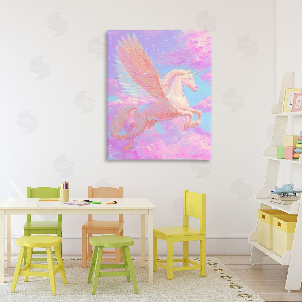 Ziwei Li Ethereal Winged Unicorn In Clouds
