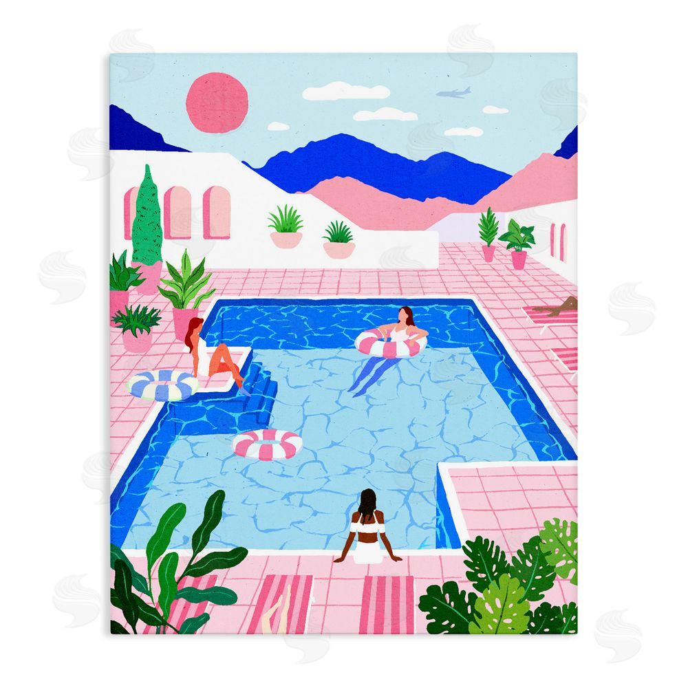 Ziwei Li Hanging By The Pool Resort Stretched Canvas Wall Art Print